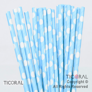 SORBETE POLIPAPEL CELESTE CON LUNARES BLANCOS 10 X 25