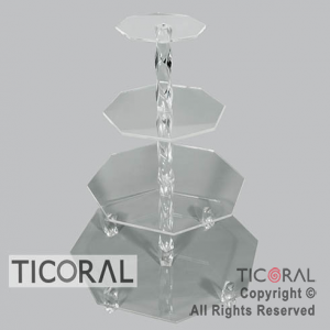 EXHIBIDOR ACRILICO HEXAGONAL 4 PISOS x 1