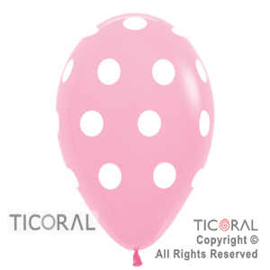 GLOBO S R12 INF FASHION 009 ROSA PUNTOS BLANCO x 50