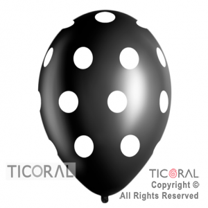 GLOBO S R12 INF FASHION 080 NEGRO PUNTOS BLANCOS x 50