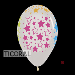 GLOBO S R12 INF CRISTAL TRANSPARENTE ESTRELLAS NEON x 50  