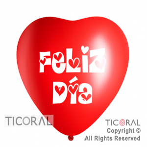GLOBO S CORAZON 12 FASHION ROJO FELIZ DIA 2C x 50