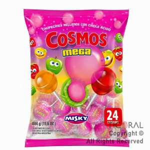 CHUPETIN COSMOS MEGA CON CHICLE SURTIDO X 24 UNIDADES