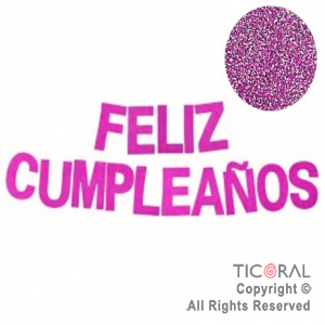 GUIRNALDA FRASE FELIZ CUMPLEAOS GIBREADA FUCSIA 15CM x 1