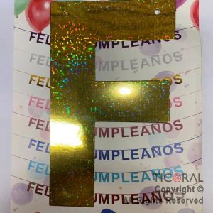 GUIRNALDA FRASE FELIZ CUMPLEAOS HOLOGRAMA DORADO 15CM x 1