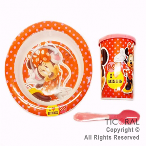 MINNIE SET BLISTER BOWL Y VASO TAPA TOMADORA Y CUCHARA x 1