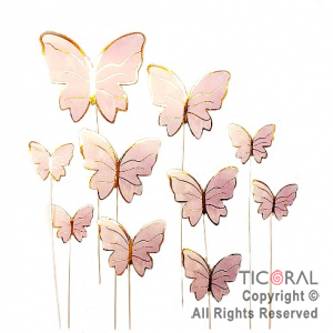 CAKE TOPPER MARIPOSA ROSA CON PINCHE X 1