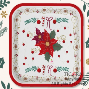 PLATO POLIPAPEL CUADRADO GRANDE NAVIDAD X 8