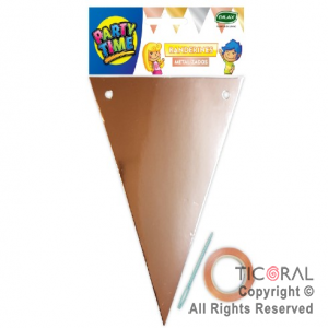 BANDERIN TRIANGULAR METALIZADO DX  ROSA GOLD x 1