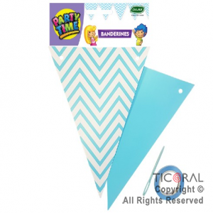 BANDERIN TRIANGULAR ZIG ZAG DX PASTEL CELESTE Y BLANCO x 1