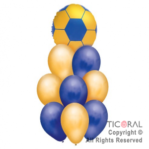 SET DE GLOBOS PREMIUM FUTBOL AZUL Y AMARILLO x 1