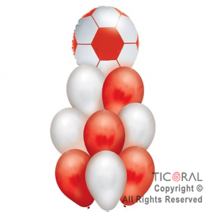 SET DE GLOBOS PREMIUM FUTBOL ROJO Y BLANCO x 1