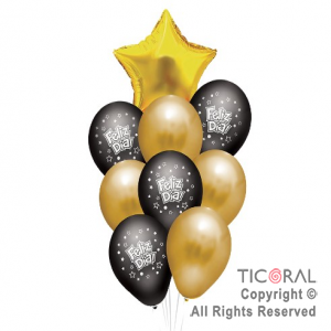 SET DE GLOBOS PREMIUM FELIZ DIA DORADO x 1