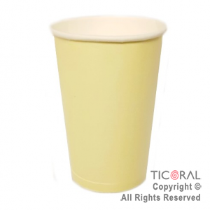 VASO POLIPAPEL AMARILLO PASTEL 240CC X 8 UNIDADES