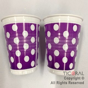 VASO 180CC LUNARES VIOLETA x100 UNIDADES BELLA CUP