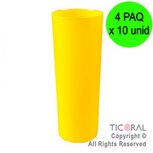 VASO TRAGO LARGO PP KV AMARILLO 280CC (4 pack x 10 unid)