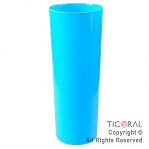 VASO TRAGO LARGO PP KV CELESTE 280CC X 10