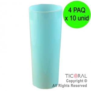 VASO TRAGO LARGO PP KV CELESTE PASTEL 280CC (4 pack x 10 unid)