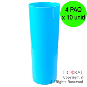 VASO TRAGO LARGO PP KV CELESTE 280CC (4 pack x 10 unid)