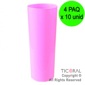 VASO TRAGO LARGO PP KV ROSA 280CC (4 pack x 10 unid)