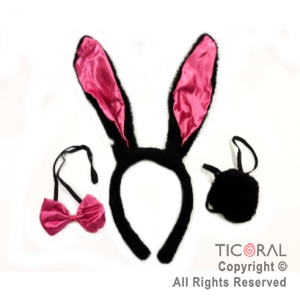 SET CONEJO PLAY BOY NEGRO Y FUCSIA x 1
