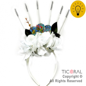 VINCHA RAYOS CON FLORES LUMINOSA x 1