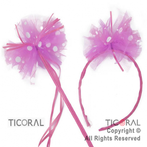 SET VINCHA Y VARITA FUCSIA MO�O CON TUL A LUNARES HS6272-2 x 1