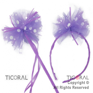 SET VINCHA Y VARITA LILA MO�O CON TUL A LUNARES HS6272-3 x 1