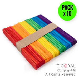 PALITOS DE HELADO GRANDE MULTICOLOR 15cm X 48unid (PACK X 10)