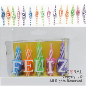 VELA SET FRASE FELIZ CUMPLEA�OS LUJO MULTICOLOR HS7205 x 1