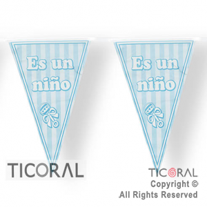 BANDERIN PLASTICO ES UN NI�O CELESTE Y BLANCO 3 MTS HS7407-1 x 1