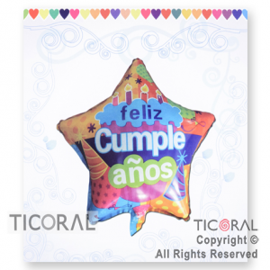 GLOBO MYLAR ESTRELLA 18 FELIZ CUMPLEA�OS ENVASADO   HS7958-K X 1 X ( 5 )