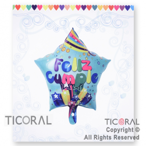GLOBO MYLAR ESTRELLA 18 FELIZ CUMPLEA�OS ENVASADO HS8138 X 1 X ( 5 )