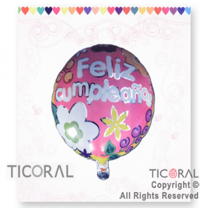 GLOBO MYLAR REDONDO 18 FELIZ CUMPLEA�OS ENVASADO HS8139 X 1 X ( 5 )