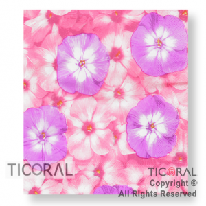 SERVILLETA FLORES TONOS LILA ROSA Y FUCSIA 33X33 HS8028-4 x 20