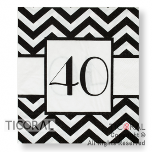 SERVILLETA NUMERO 40 BLANCA Y NEGRA 33X33 HS8029-3 x 20