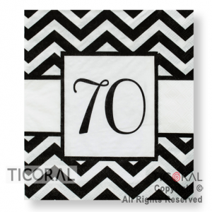 SERVILLETA NUMERO 70 BLANCA Y NEGRA 33X33 HS8029-4 x 20