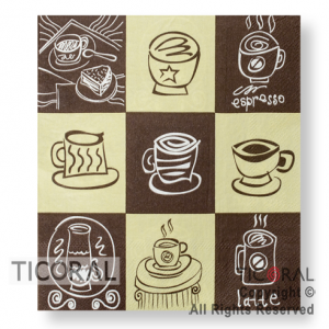 SERVILLETA DISE�O DE CAFE 33X33 HS8031-4 x 20