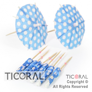 PINCHE SOMBRILLA COCKTAIL PARAGUITA CELESTE LUNARES BLANCOS HS7672-6 (PACK X 24)