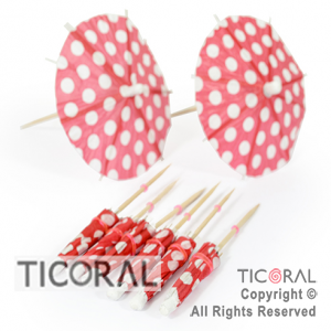 PINCHE SOMBRILLA COCKTAIL PARAGUITA ROJO LUNARES BLANCOS HS7672-1 (PACK X 24)