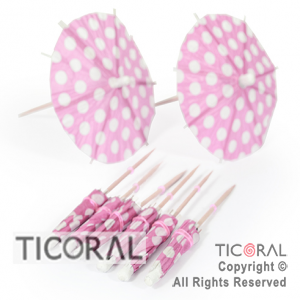 PINCHE SOMBRILLA COCKTAIL PARAGUITA ROSA LUNARES BLANCOS HS7672-5 (PACK X 24)