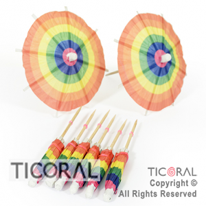 PINCHE SOMBRILLA COCKTAIL PARAGUITA MULTICOLOR RAINBOW HS7671 (PACK X 24)