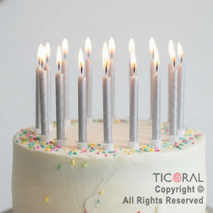 VELA FINA 6 CM GIBRE PLATA X 12 UNIDADES