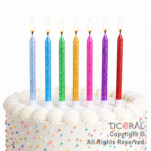 VELAS MULTICOLOR GLITTERY  X 8 UNIDADES (U2411-556)