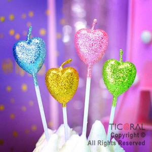 VELAS CORAZON GLITTER COLORS X 4 UNIDADES (U23-213) x 1