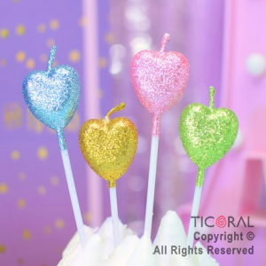 VELAS CORAZON GLITTER COLORS X 4 UNIDADES (U23-213) x 1