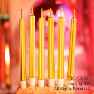 VELAS METALIZADAS ORO FANCY CANDLES X 6 UNIDADES (U24-039) x 1