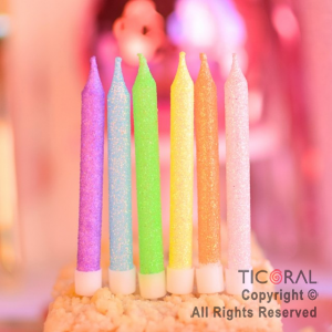 VELAS MULTICOLOR GLITTER IRIDISCENTES X 6 UNIDADES (U2411-170) x 1
