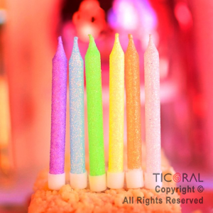 VELAS MULTICOLOR GLITTER IRIDISCENTES X 6 UNIDADES (U2411-170) x 1
