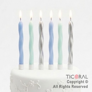 VELAS MIX COLORS 10 CM CELESTE AZUL Y PLATA X 6 UNIDADES (U2507-153)